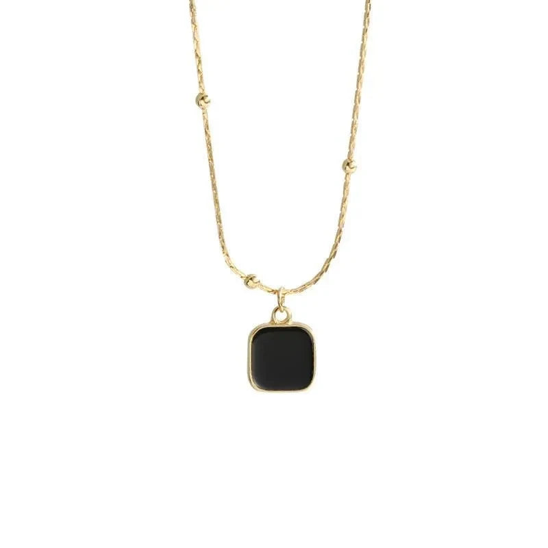 Black Exquisite Minimalist Square Pendant Necklace
