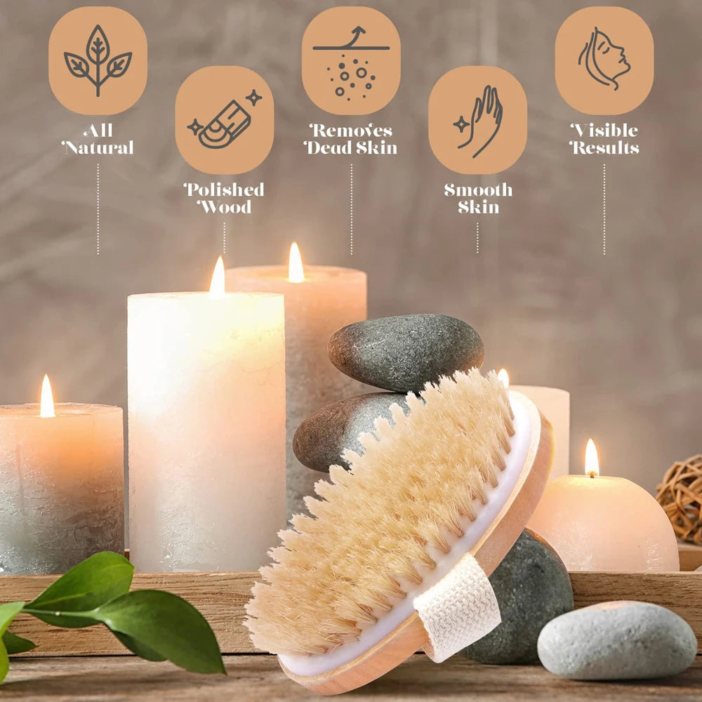 Exfoliating Wooden Body Massage Shower Brush