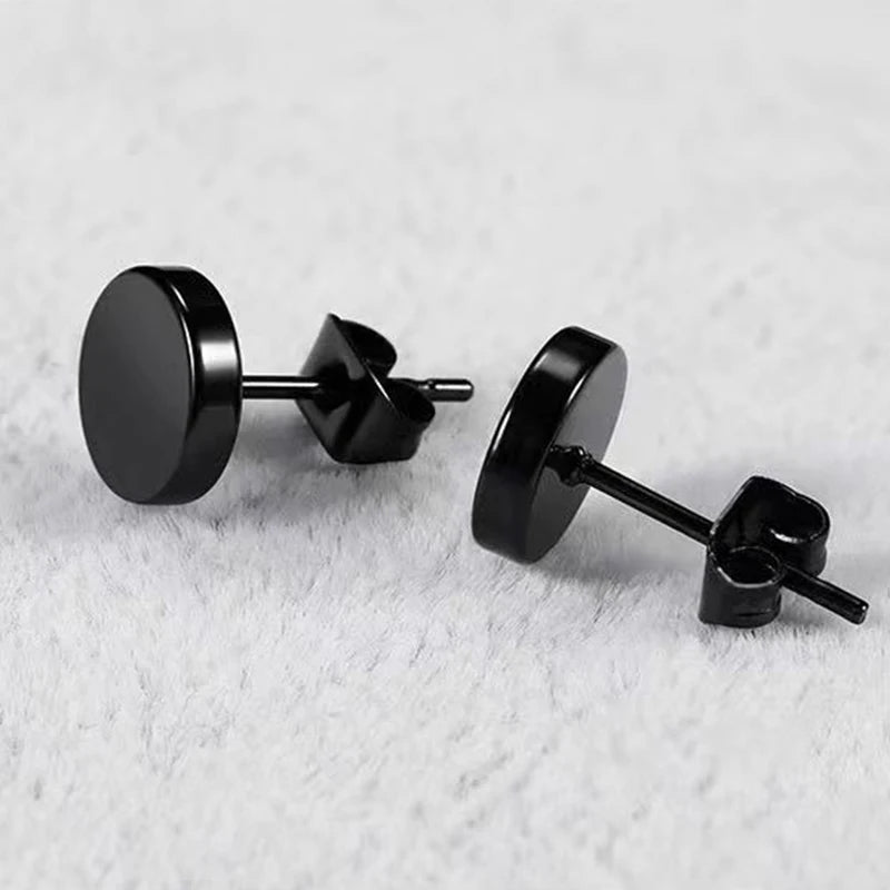 6 Pairs Black Unisex Earrings Set