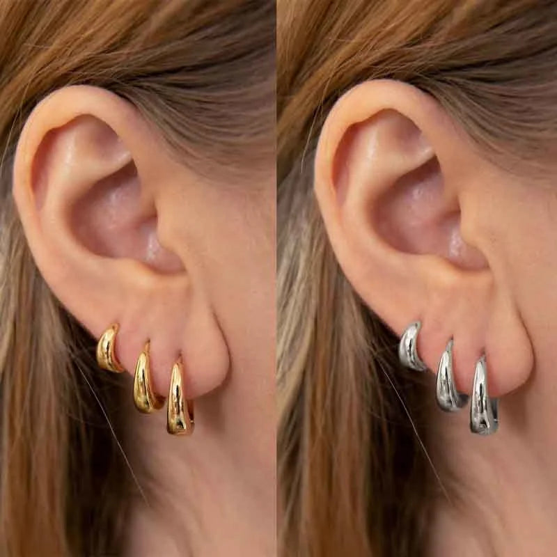 6Pcs/set Stainless Steel Huggie Hoop Earrings