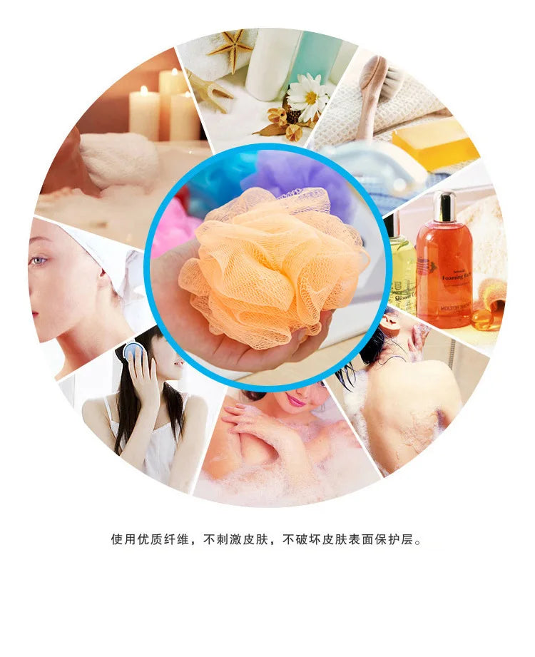 1/2pc Mini Soft Body Bubbles Sponge Bath Ball Nylon Scrubber Loofah Mesh Net Ball Cleaning Bath Sponge Multi-color Shower Flower
