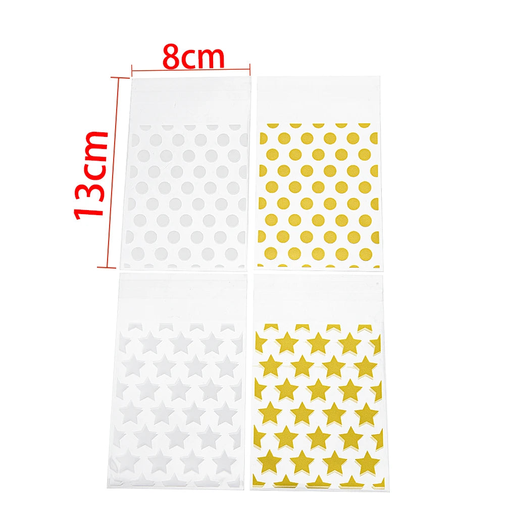 50Pcs/lot 8x13cm Golden Star Dots Plastic Bags
