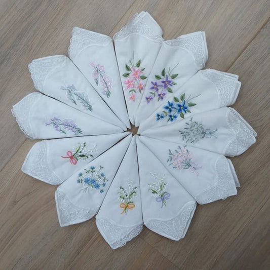 Cotton Ladies Handkerchiefs Vintage Floral Style