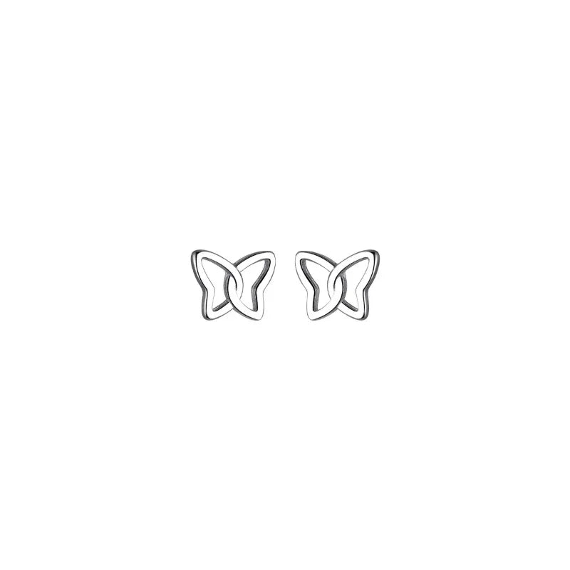 925 Silver Needles Silver Color Simple Small Butterfly Stud Earrings